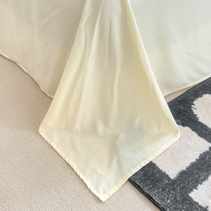 91家纺网 家纺一手货源 找家纺 芷凡家纺 2024新款亲肤棉纯色双拼四件套 丁香紫+奶黄