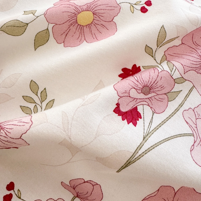 91家纺网 家纺一手货源 找家纺  清雅福 2024新款全棉13372小清新单被套系列第三季 花漫蹊粉