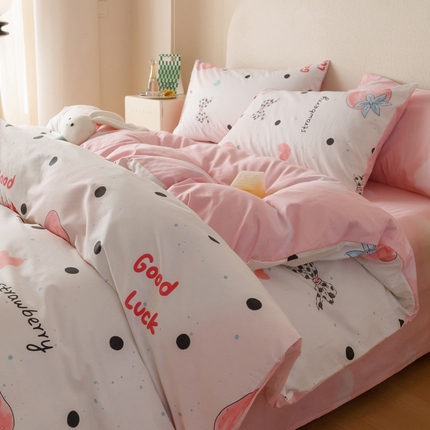 91家纺网 家纺一手货源 找家纺 卡巴伦家纺 2024新款ins小清新全棉系列四件套 莓好时光