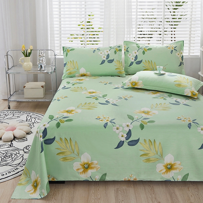 91家纺网 家纺一手货源 找家纺 名优家纺 2024新款13070套件系列-全棉印花单床单 娴雅花韵