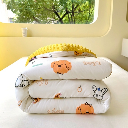 91家纺网 家纺一手货源 找家纺 希诺 2024春夏豆豆绒多功能被套盖毯针织棉幼儿园豆豆被可拆洗 萌宠乐园