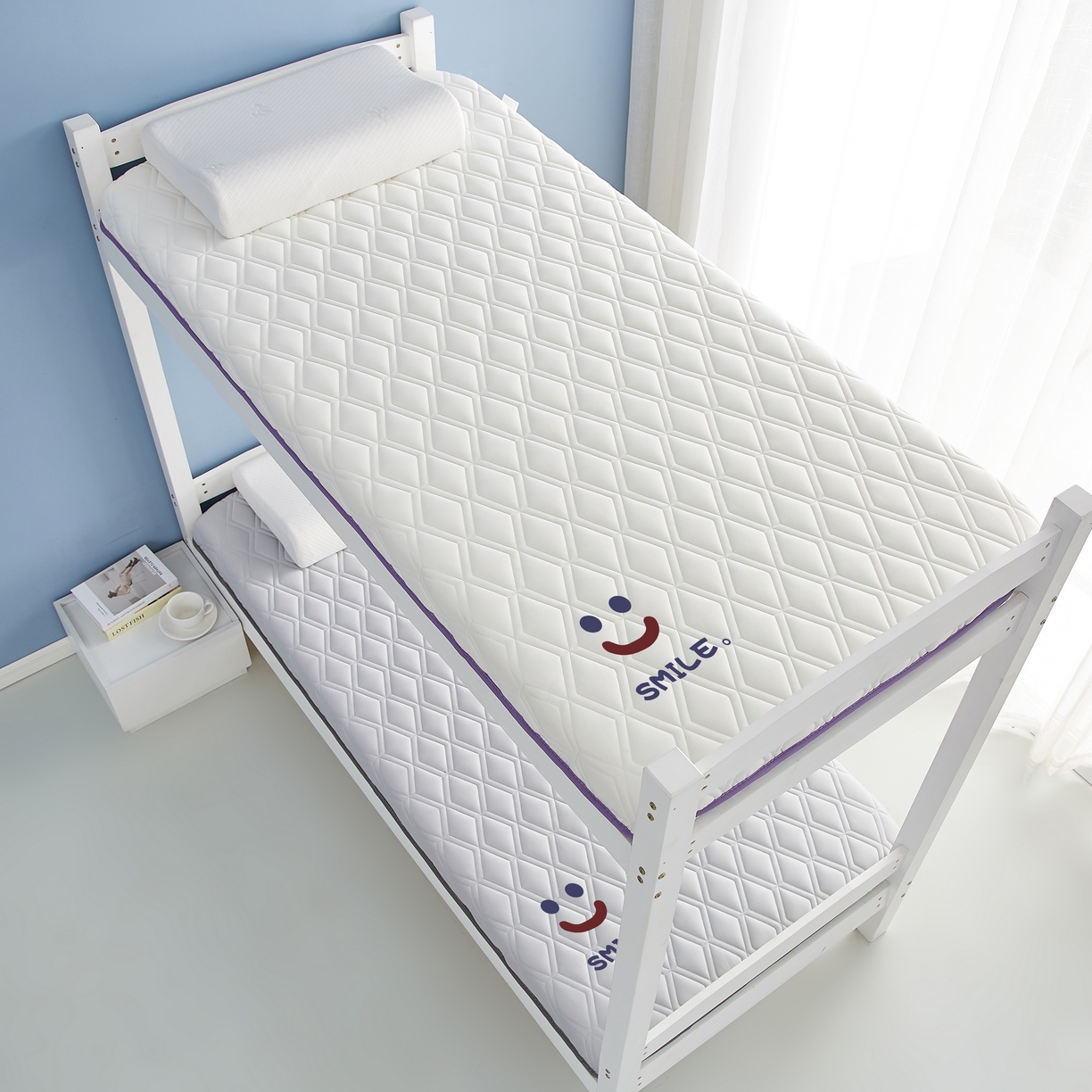 91家纺网 家纺一手货源 找家纺 （总）鹿辉 2025新款A类牛奶丝烫画单边床垫笑脸款