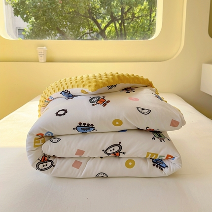 91家纺网 家纺一手货源 找家纺 希诺 2024春夏豆豆绒多功能被套盖毯针织棉幼儿园豆豆被可拆洗 机器人家族