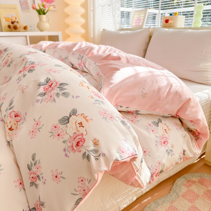 91家纺网 家纺一手货源 找家纺  清雅福 2024新款全棉13372小清新单被套系列第三季 肉桂乌龙