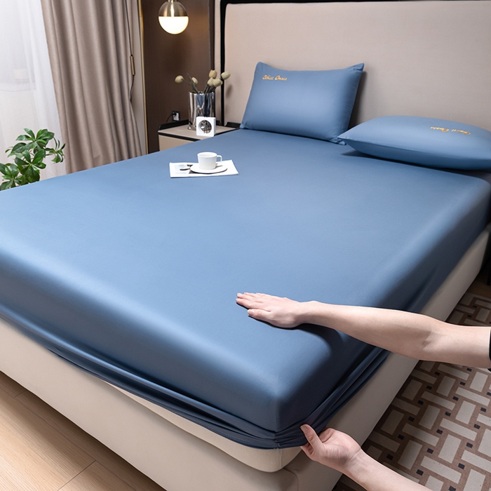 91家纺网 家纺一手货源 找家纺 摩妮卡 2025新款A类40纯色全棉床笠 皇家蓝