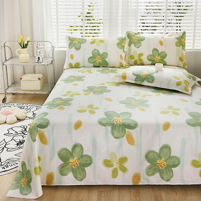 91家纺网 家纺一手货源 找家纺 名优家纺 2024新款13070套件系列-全棉印花单床单 半夏花语