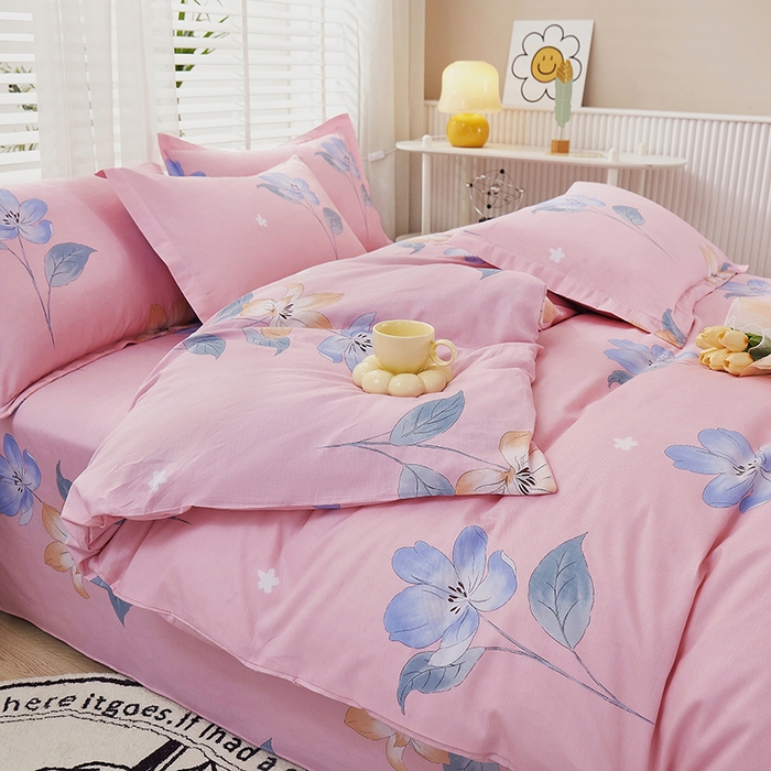 91家纺网 家纺一手货源 找家纺 名优家纺 2024新款13070套件系列 全棉印花四件套 清秀华韵