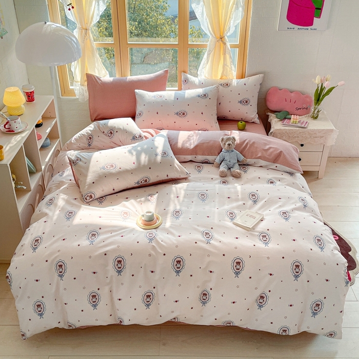 91家纺网 家纺一手货源 找家纺 捌月 2024新款全棉小花匠系列四件套单品系列 公主熊