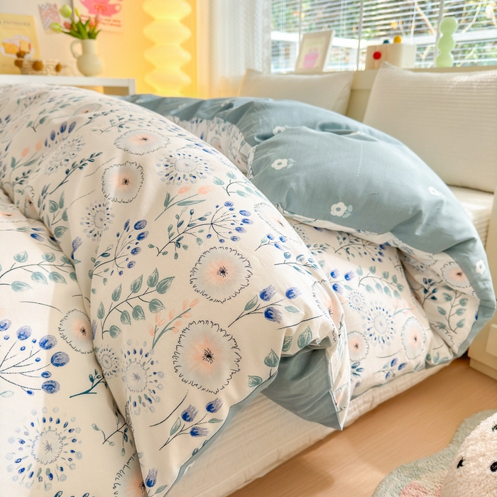 91家纺网 家纺一手货源 找家纺  清雅福 2024新款全棉13372小清新单被套系列第三季 夏之恋