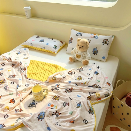 91家纺网 家纺一手货源 找家纺 （总）希诺 2024春夏豆豆绒多功能被套盖毯针织棉幼儿园豆豆被可拆洗