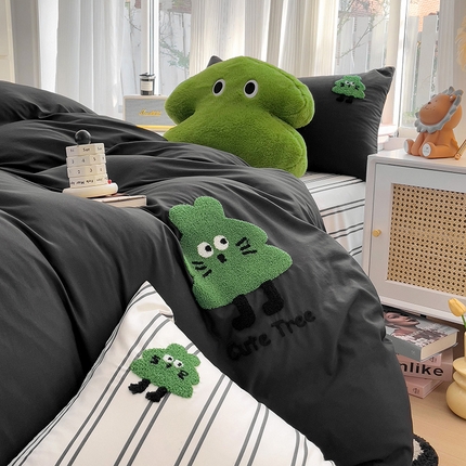 91家纺网 家纺一手货源 找家纺 （总）尤米 2024新款ins博主风系列【专版】毛巾绣系列单被套