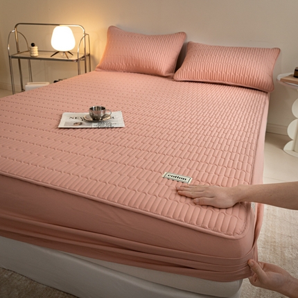 91家纺网 家纺一手货源 找家纺 （总）芬晴家纺 2024新款纯棉水洗棉纯色夹棉床笠