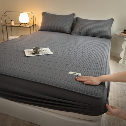 91家纺网 家纺一手货源 找家纺 （总）芬晴家纺 2024新款纯棉水洗棉纯色夹棉床笠