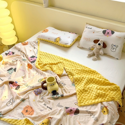 希诺 2024春夏豆豆绒多功能被套盖毯针织棉幼儿园豆豆被可拆洗 萌宠乐园