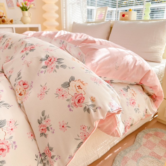 91家纺网 家纺一手货源 找家纺  清雅福 2024新款全棉13372小清新单被套系列第三季 肉桂乌龙