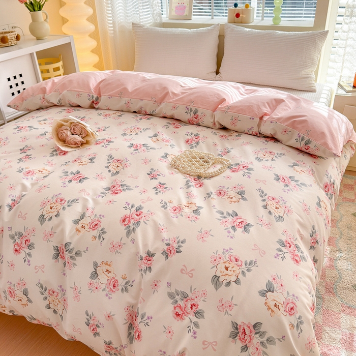 91家纺网 家纺一手货源 找家纺  清雅福 2024新款全棉13372小清新单被套系列第三季 肉桂乌龙