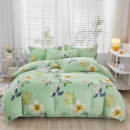 91家纺网 家纺一手货源 找家纺 名优家纺 2024新款13070套件系列 全棉印花四件套 娴雅花韵