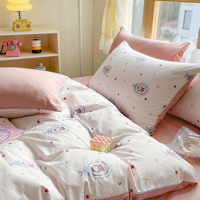 91家纺网 家纺一手货源 找家纺 捌月 2024新款全棉小花匠系列四件套单品系列 公主熊