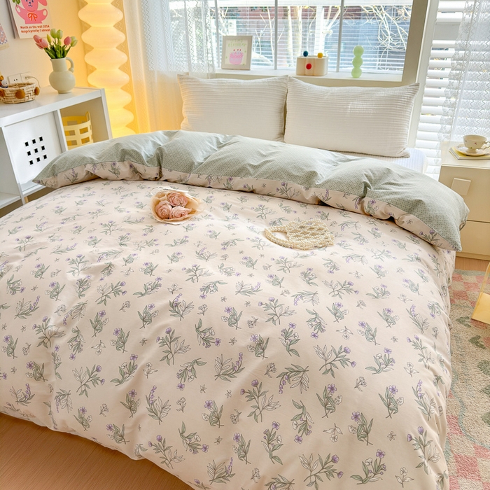 91家纺网 家纺一手货源 找家纺  清雅福 2024新款全棉13372小清新单被套系列第三季 宁静