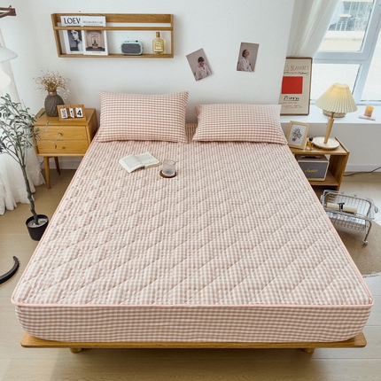 91家纺网 家纺一手货源 找家纺 （总）席世家2024新款无印全棉夹棉床笠 A类纯棉水洗棉保护罩