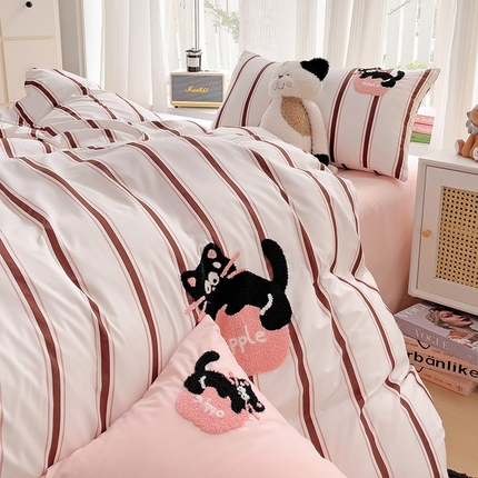 91家纺网 家纺一手货源 找家纺 （总）尤米 2024新款ins博主风系列【专版】毛巾绣系列单被套