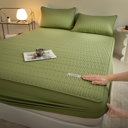 91家纺网 家纺一手货源 找家纺 （总）芬晴家纺 2024新款纯棉水洗棉纯色夹棉床笠