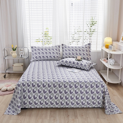 91家纺网 家纺一手货源 找家纺 名优家纺 2024新款13070套件系列-全棉印花单床单 紫雾爱心