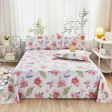 91家纺网 家纺一手货源 找家纺 名优家纺 2024新款13070套件系列-全棉印花单床单 白兰朵