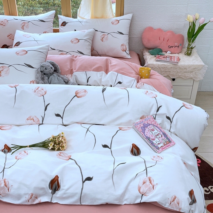 91家纺网 家纺一手货源 找家纺 捌月 2024新款全棉小花匠系列四件套单品系列 芳华