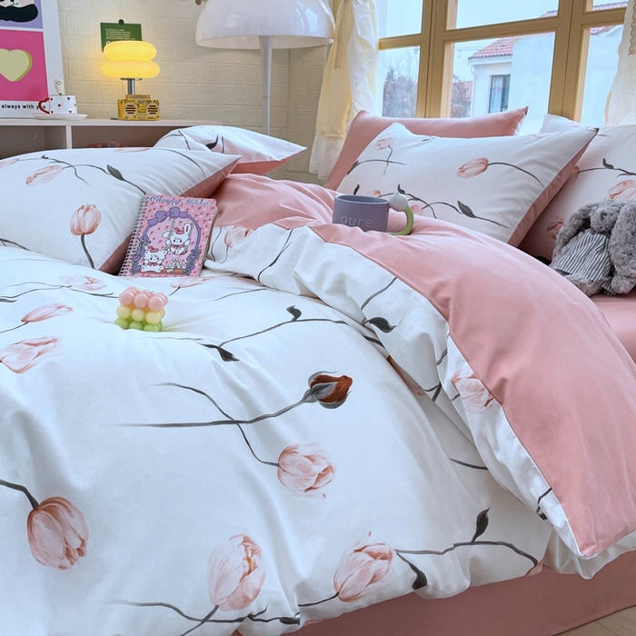 91家纺网 家纺一手货源 找家纺 捌月 2024新款全棉小花匠系列四件套单品系列 芳华