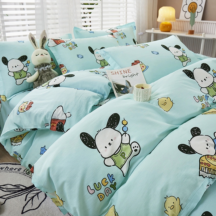 91家纺网 家纺一手货源 找家纺 名优家纺 2024新款13070套件系列 全棉印花四件套 萌宠时代