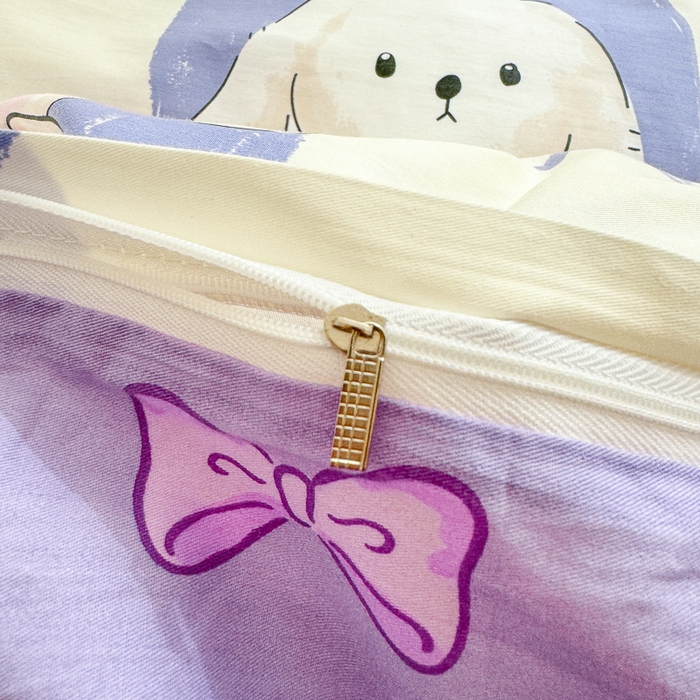 91家纺网 家纺一手货源 找家纺  清雅福 2024新款全棉13372小清新单被套系列第三季 兔小萌