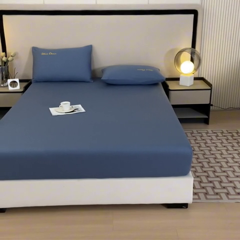 91家纺网 家纺一手货源 找家纺 摩妮卡 2025新款A类40纯色全棉床笠 皇家蓝