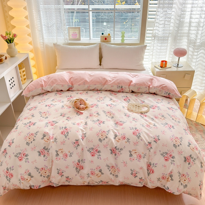 91家纺网 家纺一手货源 找家纺  清雅福 2024新款全棉13372小清新单被套系列第三季 肉桂乌龙