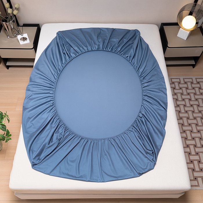 91家纺网 家纺一手货源 找家纺 摩妮卡 2025新款A类40纯色全棉床笠 皇家蓝