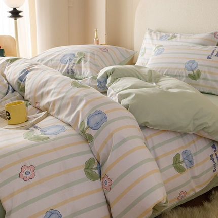 91家纺网 家纺一手货源 找家纺 （总）卡巴伦家纺 2024新款ins小清新全棉系列四件套