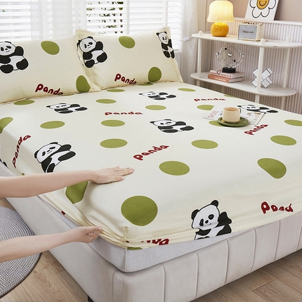 91家纺网 家纺一手货源 找家纺 名优家纺 2024新款13070套件系列-单床笠 可爱熊猫