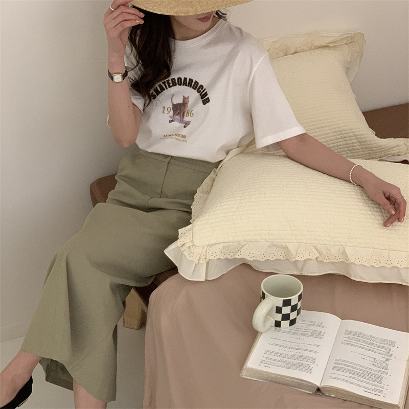 91家纺网 家纺一手货源 找家纺 织禾·生活 2024新款韩国砂洗双层花边荷叶边枕套纯棉天然染色 奶酪黄