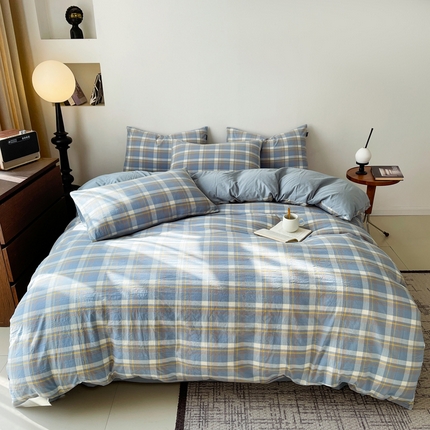 91家纺网 家纺一手货源 找家纺 （总）小懒猪 2024新款全棉水洗棉色织系列四件套