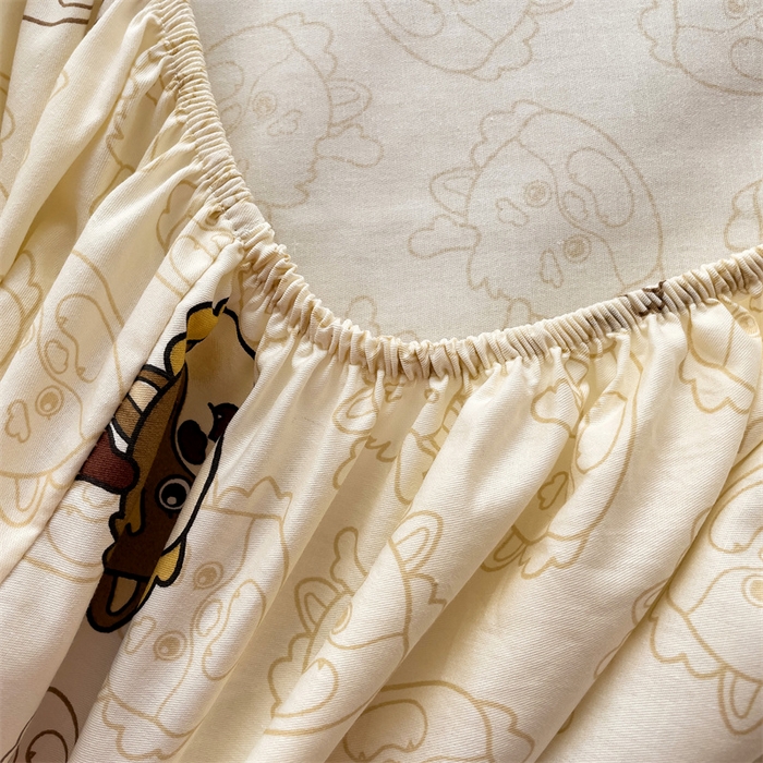 91家纺网 家纺一手货源 找家纺 名兮家居 2024新款全棉印花单床笠 龙宝宝-奶咖