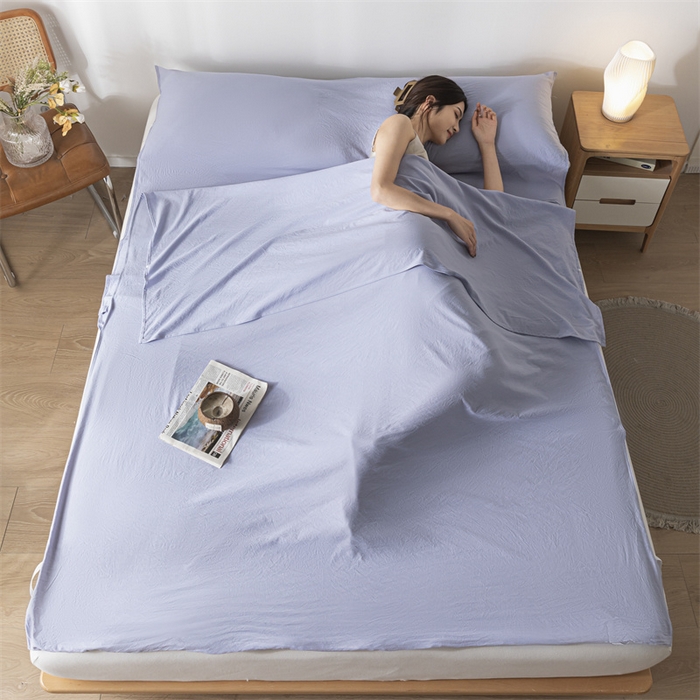 91家纺网 家纺一手货源 找家纺 古吉梦 2024新款水洗棉隔脏睡袋 星黛紫