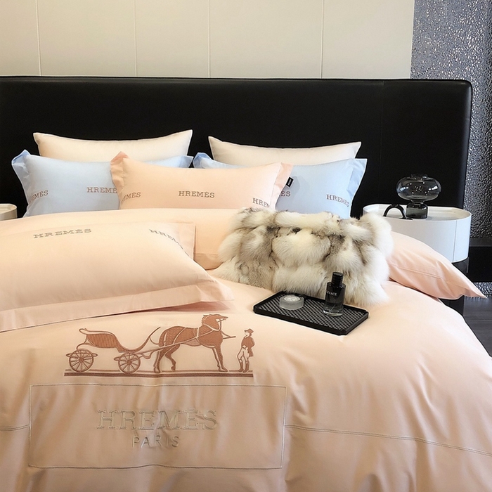 91家纺网 家纺一手货源 找家纺 卡姿家纺 2024新款春夏轻奢全棉简约款四件套-可可玛 可可玛米杏