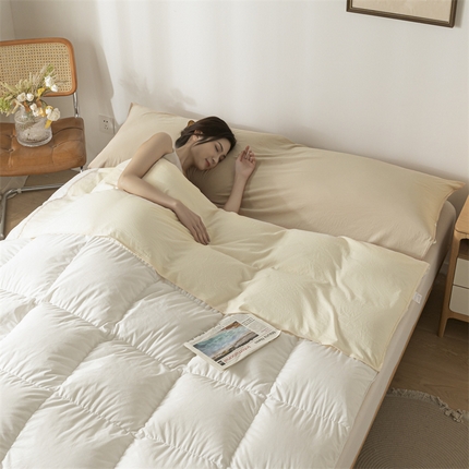 古吉梦 2024新款水洗棉隔脏睡袋 奶昔白+奶茶