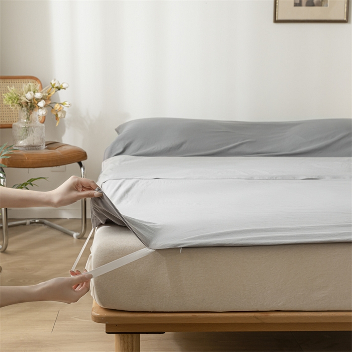 91家纺网 家纺一手货源 找家纺 古吉梦 2024新款水洗棉隔脏睡袋 山灰+中灰