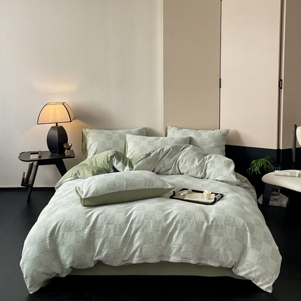 91家纺网 家纺一手货源 找家纺 （总）ab家纺 2024新款全棉三层纱提花四件套系列-方格