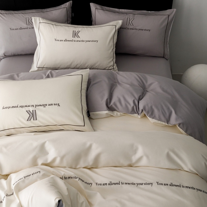 91家纺网 家纺一手货源 找家纺 （总）卡姿家纺 2024新款春夏轻奢全棉简约款四件套-迪克