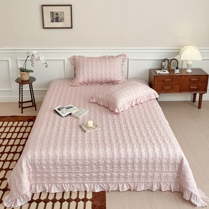 2024新款兰精天丝花语系列夹棉绗缝床盖双面可用可铺可盖多用途盖毯 花语-香妃粉