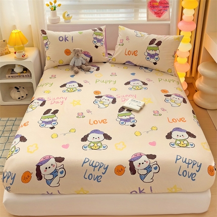 名兮家居 2024新款全棉印花单床笠 潮流小狗