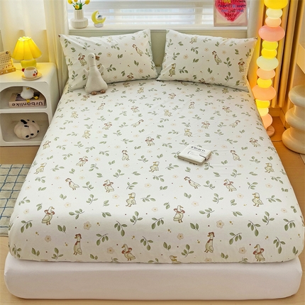 91家纺网 家纺一手货源 找家纺 名兮家居 2024新款全棉印花单床笠 游泳鸭吖