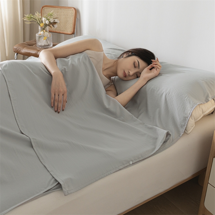 91家纺网 家纺一手货源 找家纺 古吉梦 2024新款水洗棉隔脏睡袋 山灰